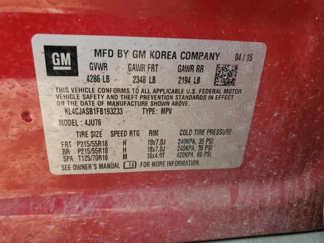 2015 Buick Encore VIN: KL4CJASB1FB193233 Lot: 54578444