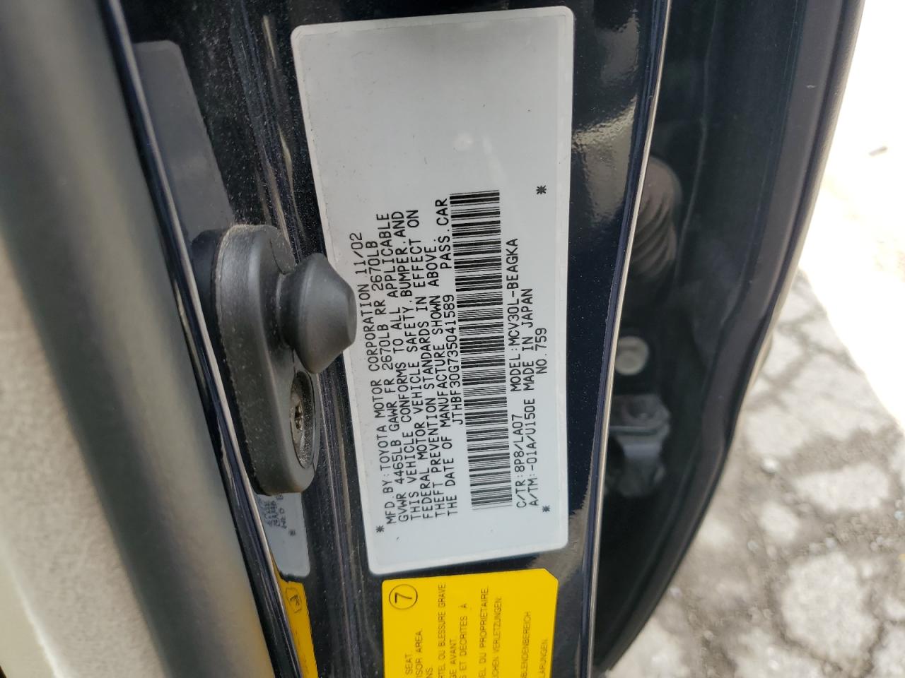 JTHBF30G735041589 2003 Lexus Es 300