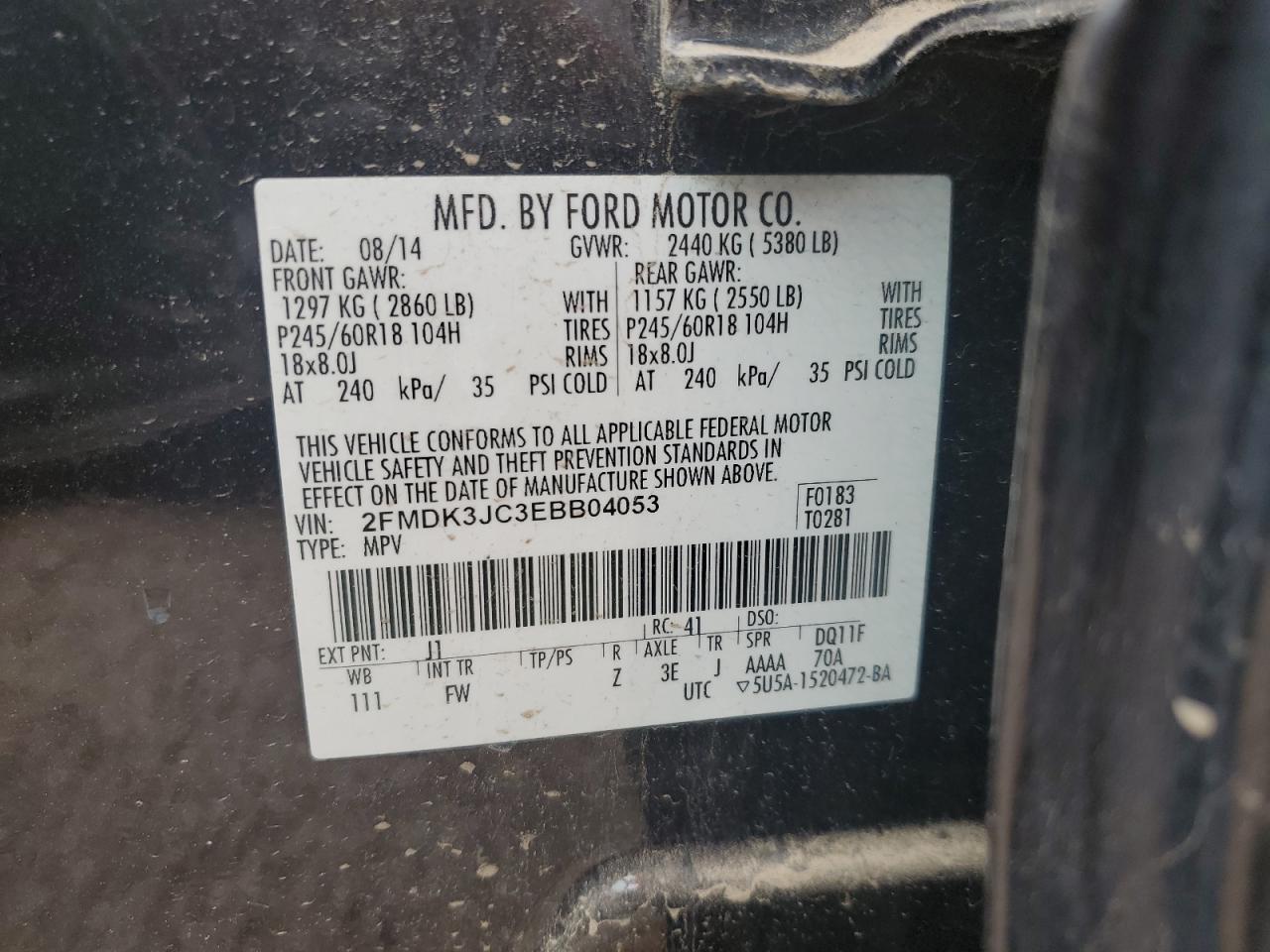 2FMDK3JC3EBB04053 2014 Ford Edge Sel