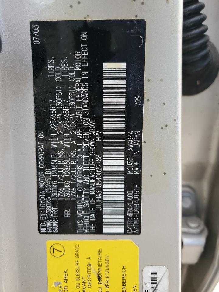 JTJHA31U540029788 2004 Lexus Rx 330