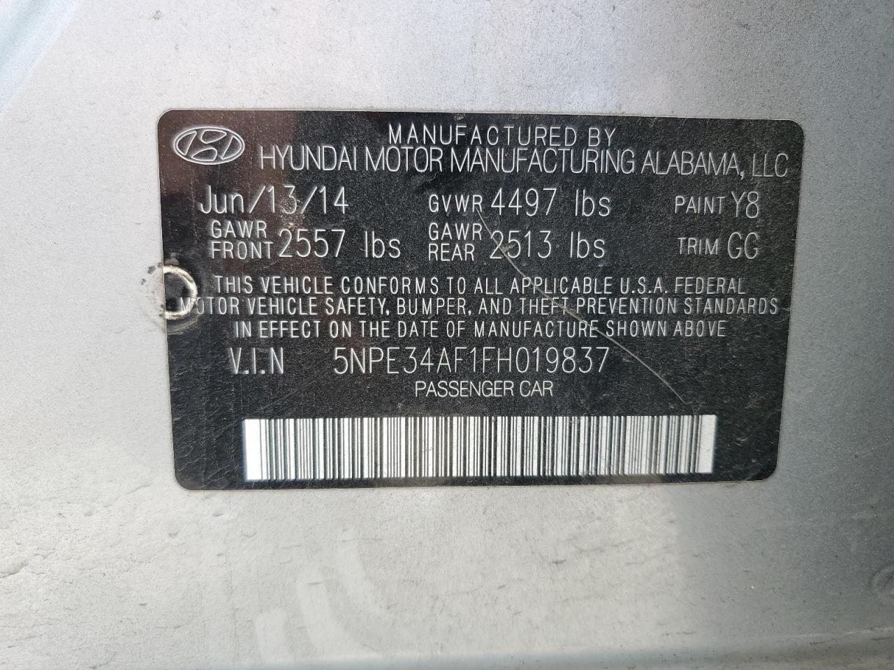 5NPE34AF1FH019837 2015 Hyundai Sonata Sport