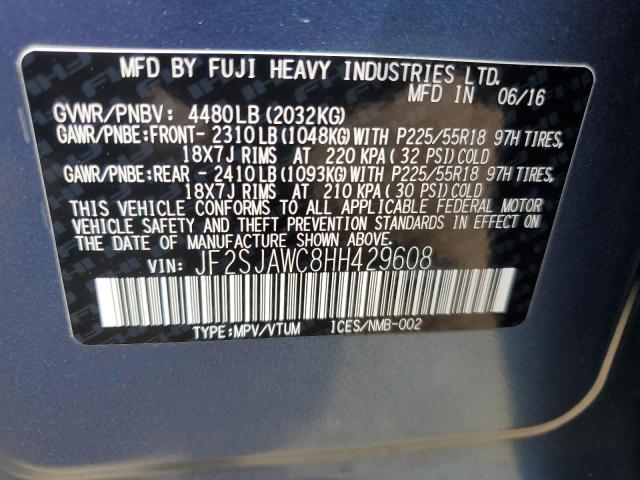 2017 Subaru Forester 2.5I Touring VIN: JF2SJAWC8HH429608 Lot: 54768614