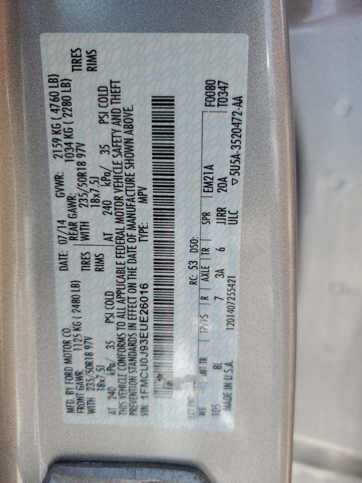 1FMCU0J93EUE26016 2014 Ford Escape Titanium