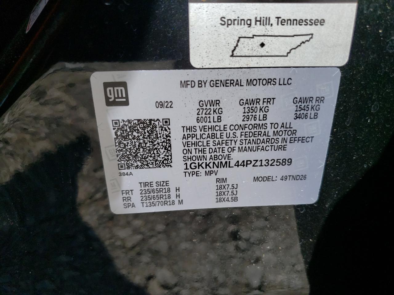 1GKKNML44PZ132589 2023 GMC Acadia Slt