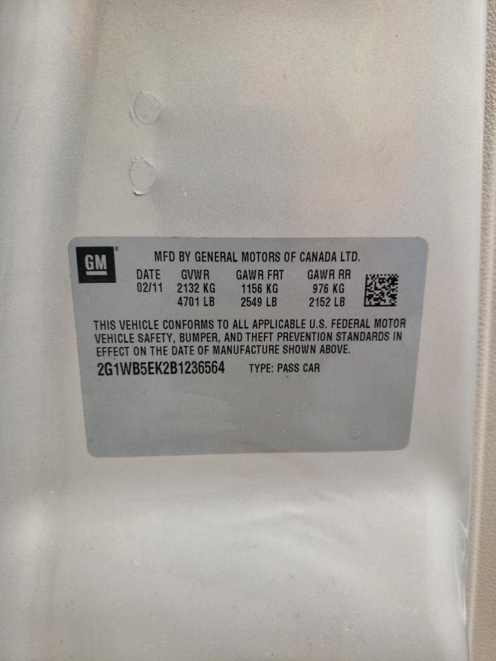 2G1WB5EK2B1236564 2011 Chevrolet Impala Lt