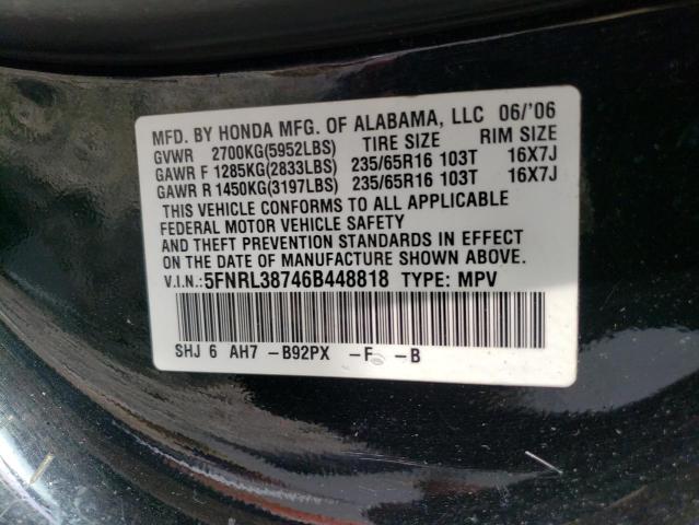 2006 Honda Odyssey Exl VIN: 5FNRL38746B448818 Lot: 52848944