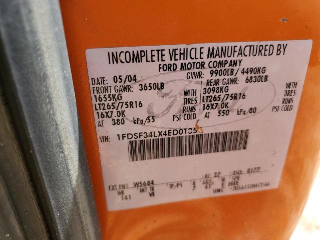 2004 Ford F350 Srw Super Duty VIN: 1FDSF34LX4ED01358 Lot: 52639104