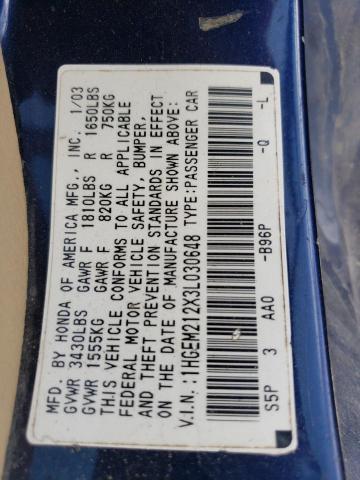 2003 Honda Civic Dx VIN: 1HGEM212X3L030648 Lot: 53173494