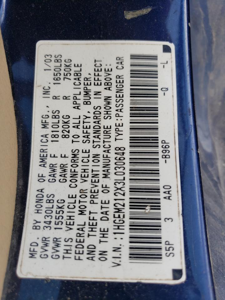 1HGEM212X3L030648 2003 Honda Civic Dx