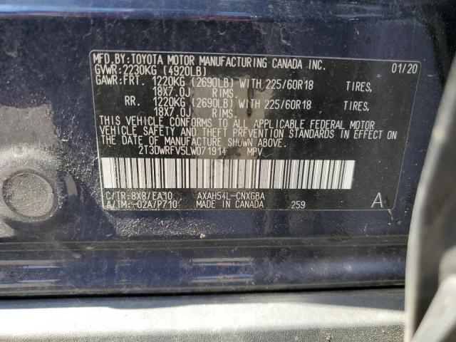2020 Toyota Rav4 Limited VIN: 2T3DWRFV5LW071914 Lot: 52213504