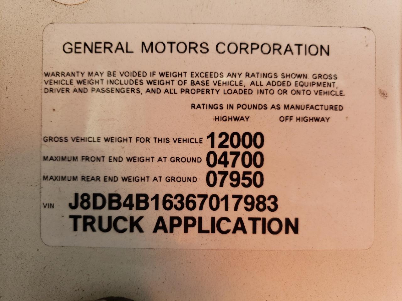 J8DB4B16367017983 2006 GMC W3500 W35042