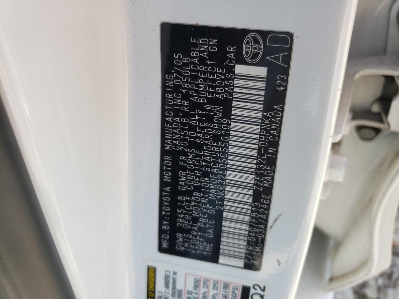 2T1KR32E05C550109 2005 Toyota Corolla Matrix Xr