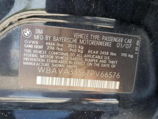 2007 BMW 328 I VIN: WBAVA33567PV66576 Lot: 57243414