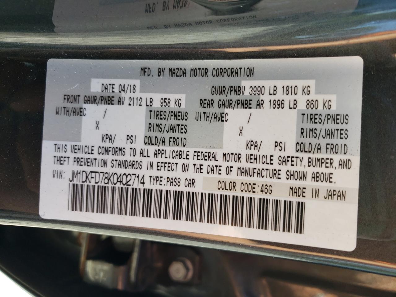 JM1DKFD78K0402714 2019 Mazda Cx-3 Grand Touring