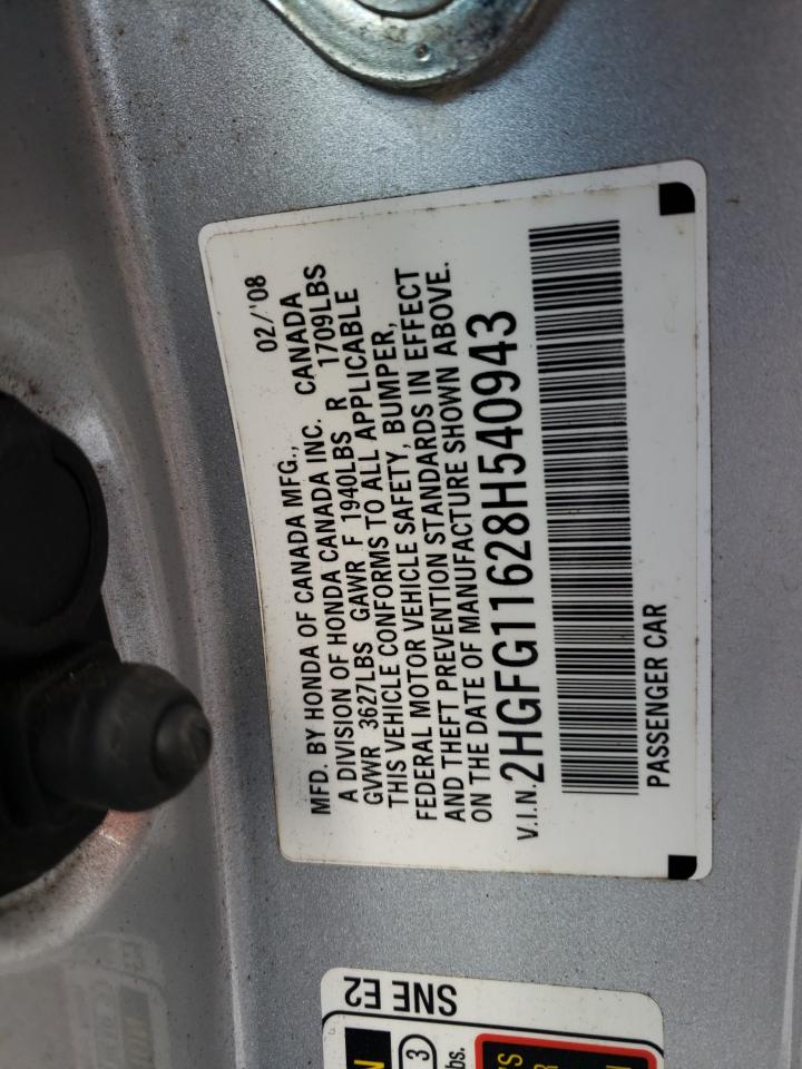 2HGFG11628H540943 2008 Honda Civic Lx