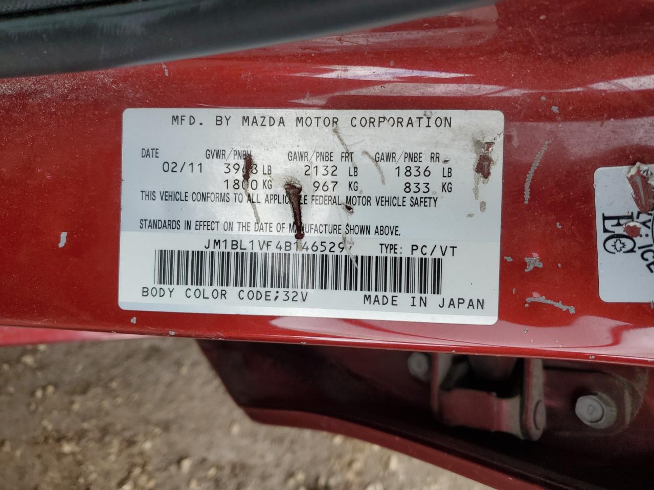 JM1BL1VF4B1465297 2011 Mazda 3 I