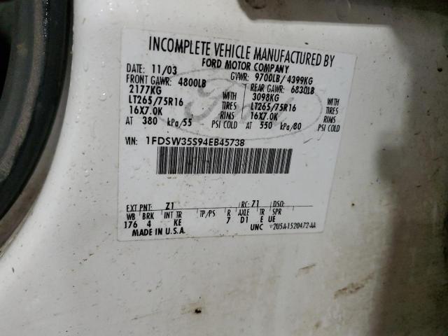 2004 Ford F350 Srw Super Duty VIN: 1FDSW35S94EB45738 Lot: 53693684