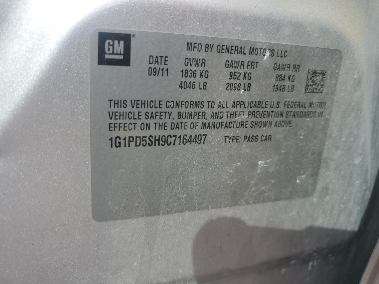 1G1PD5SH9C7164497 2012 Chevrolet Cruze Ls