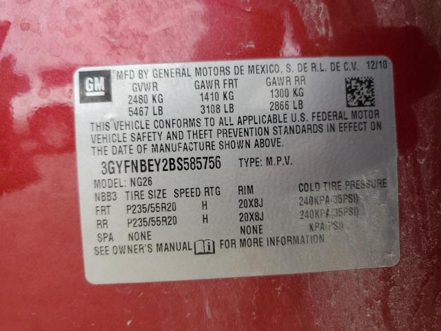 2011 Cadillac Srx Performance Collection VIN: 3GYFNBEY2BS585756 Lot: 56587104