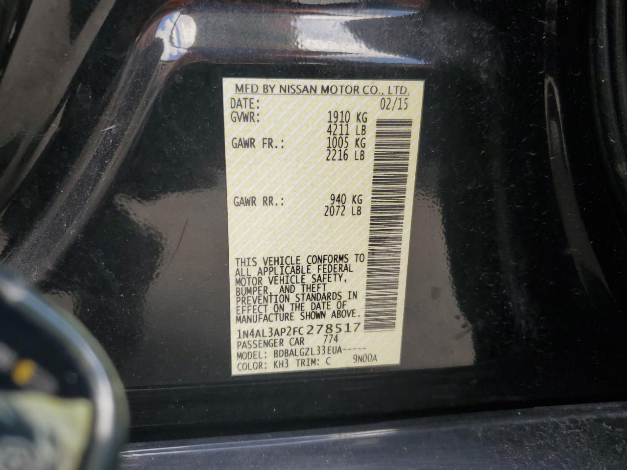 1N4AL3AP2FC278517 2015 Nissan Altima 2.5