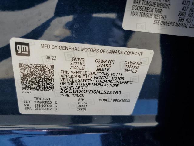 2022 Chevrolet Silverado K1500 Ltz VIN: 2GCUDGED6N1512769 Lot: 56507804