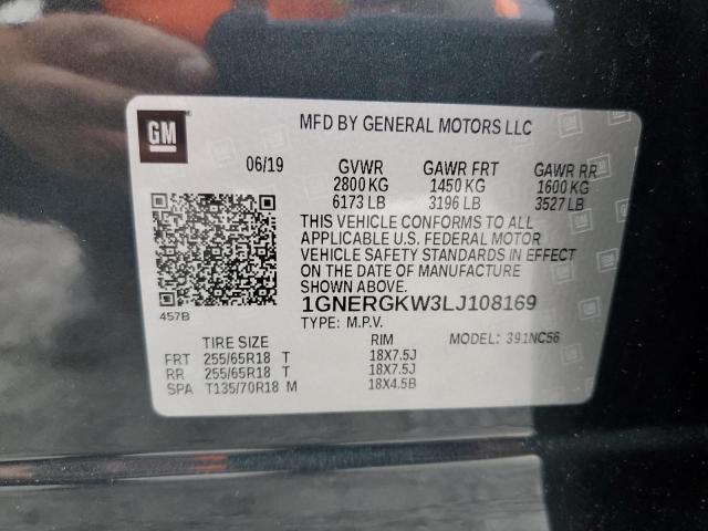 2020 Chevrolet Traverse Lt VIN: 1GNERGKW3LJ108169 Lot: 54382834