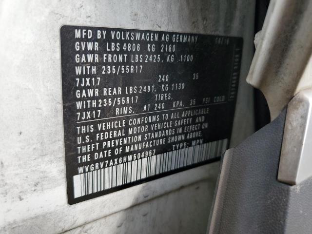 2017 VOLKSWAGEN TIGUAN WOL - WVGRV7AX6HW504957