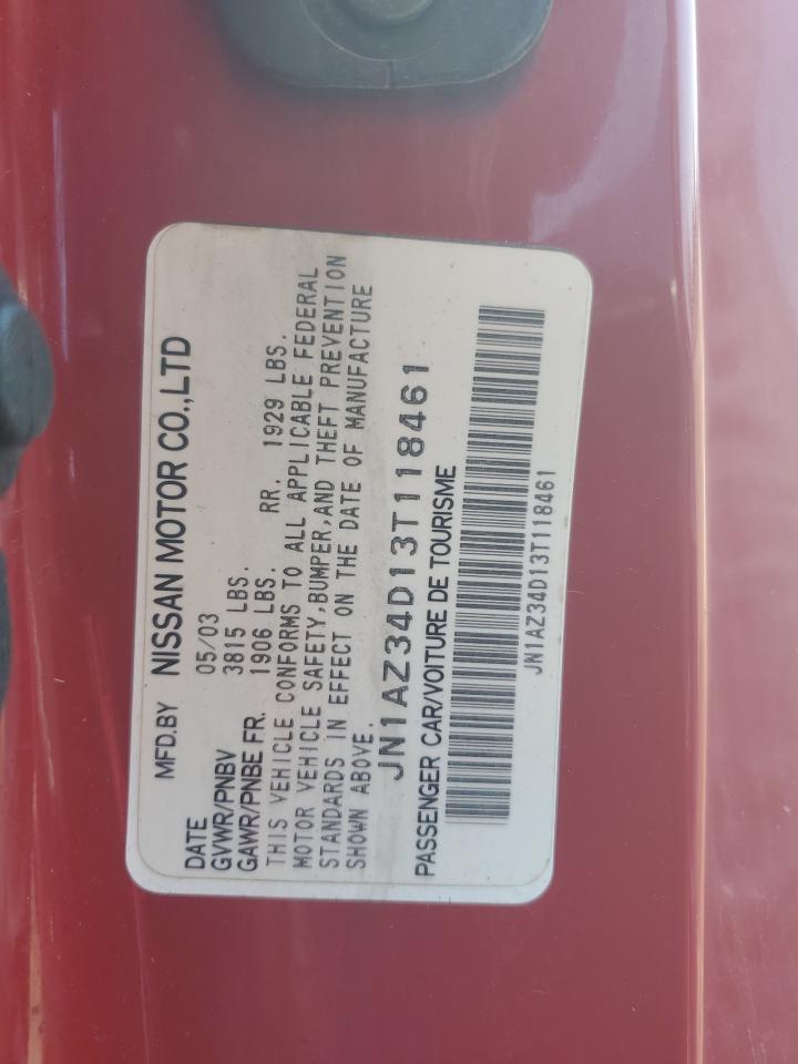 JN1AZ34D13T118461 2003 Nissan 350Z Coupe