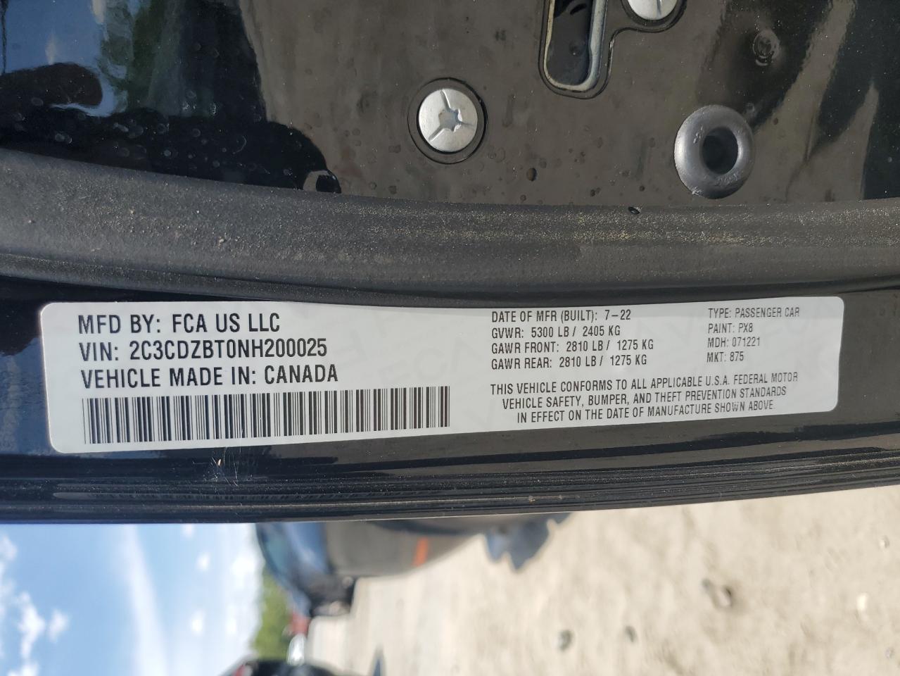 2C3CDZBT0NH200025 2022 Dodge Challenger R/T