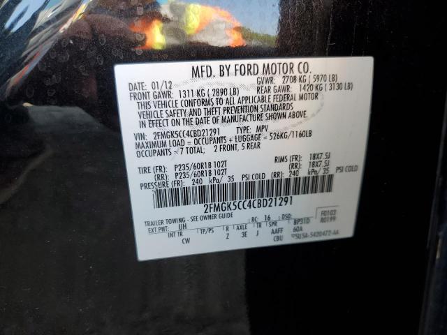 2012 Ford Flex Sel VIN: 2FMGK5CC4CBD21291 Lot: 54422954