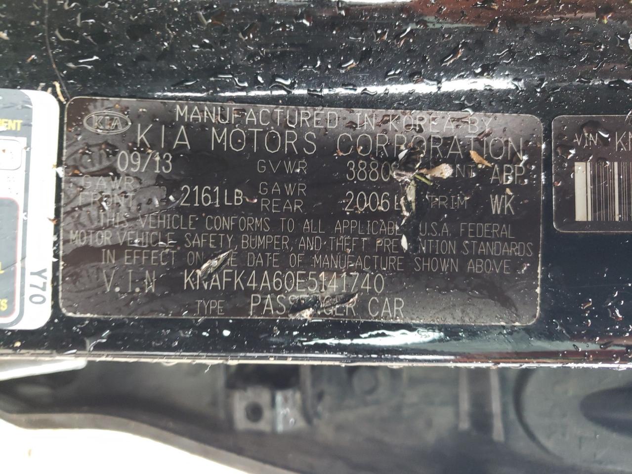 KNAFK4A60E5141740 2014 Kia Forte Lx