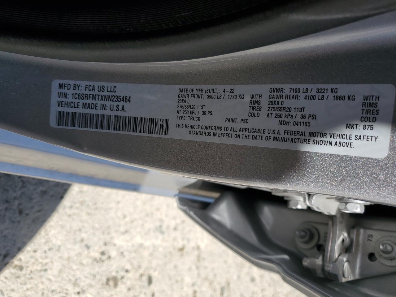 1C6SRFMTXNN235464 2022 Ram 1500 Big Horn/Lone Star