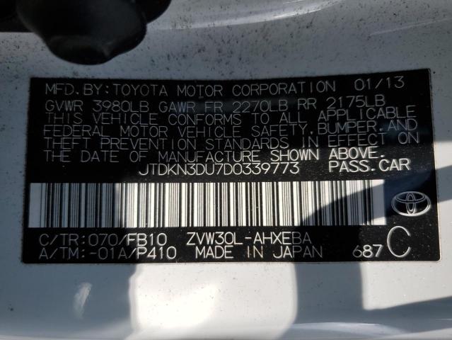 2013 Toyota Prius VIN: JTDKN3DU7D0339773 Lot: 57309274