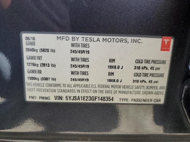 2016 Tesla Model S VIN: 5YJSA1E23GF148354 Lot: 55042134