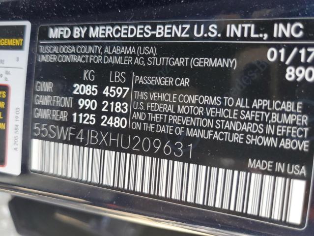 2017 Mercedes-Benz C 300 VIN: 55SWF4JBXHU209631 Lot: 53159614