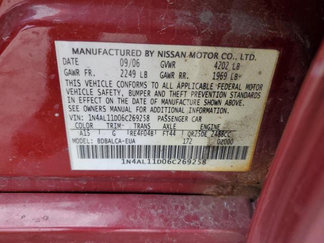 2006 Nissan Altima S VIN: 1N4AL11D06C269258 Lot: 53010904