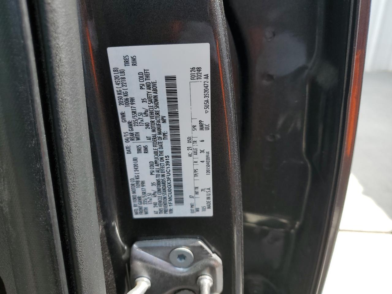 1FMCU0GX3FUC13915 2015 Ford Escape Se