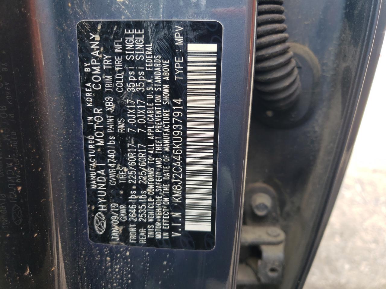 KM8J2CA46KU937914 2019 Hyundai Tucson Se