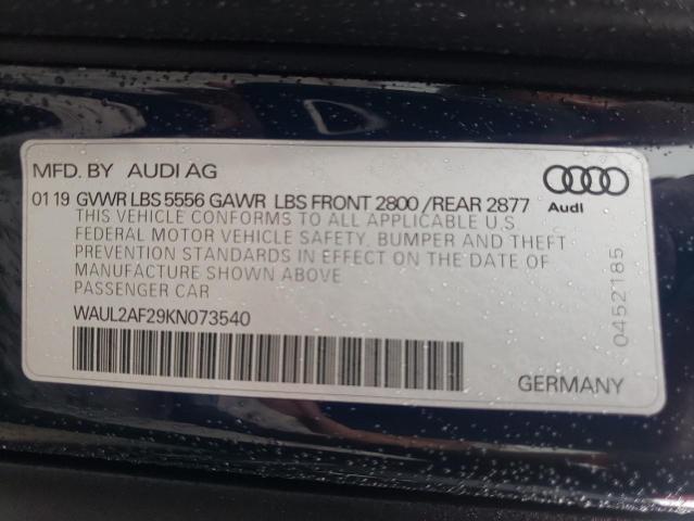 2019 AUDI A6 PREMIUM WAUL2AF29KN073540