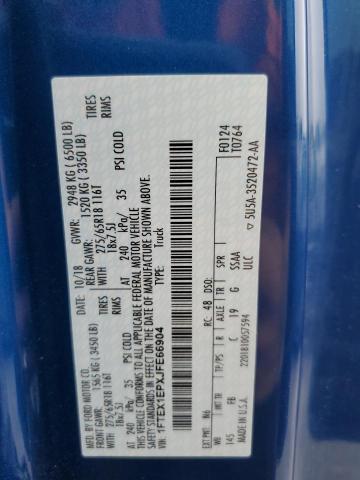 2018 Ford F150 Super Cab VIN: 1FTEX1EPXJFE66904 Lot: 55189394