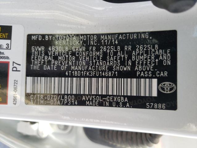 2015 TOYOTA CAMRY HYBR - 4T1BD1FK3FU146871