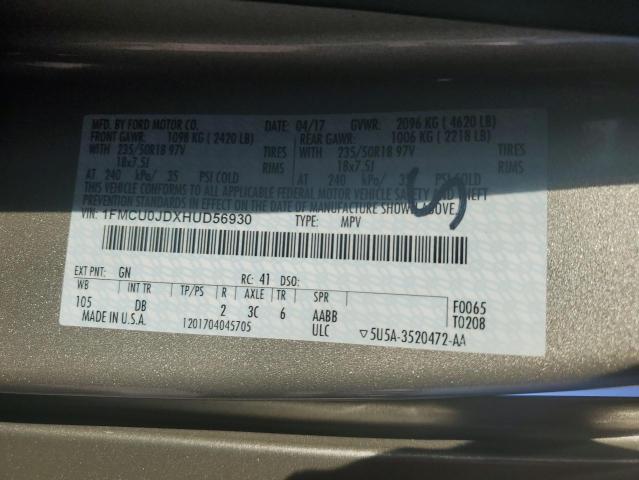 2017 FORD ESCAPE TIT - 1FMCU0JDXHUD56930
