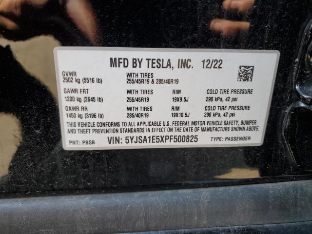 2023 Tesla Model S VIN: 5YJSA1E5XPF500825 Lot: 54677674