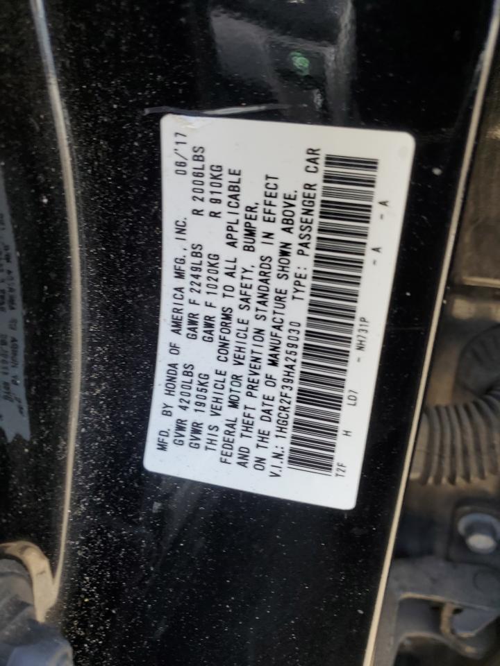 1HGCR2F39HA259030 2017 Honda Accord Lx