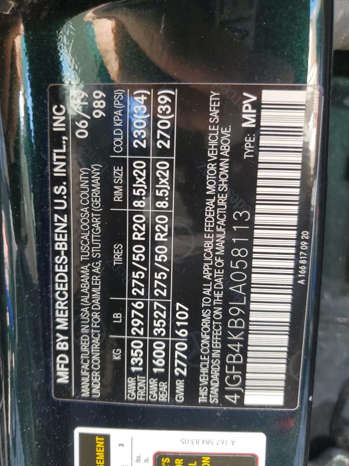 4JGFB4KB9LA058113 2020 Mercedes-Benz Gle 350 4Matic