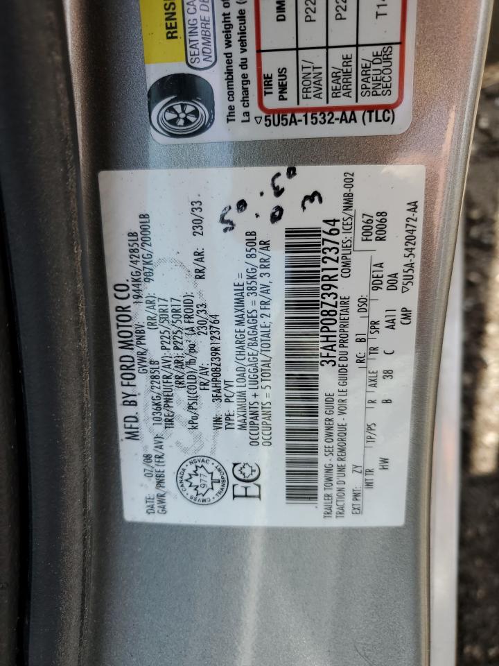 3FAHP08Z39R123764 2009 Ford Fusion Sel