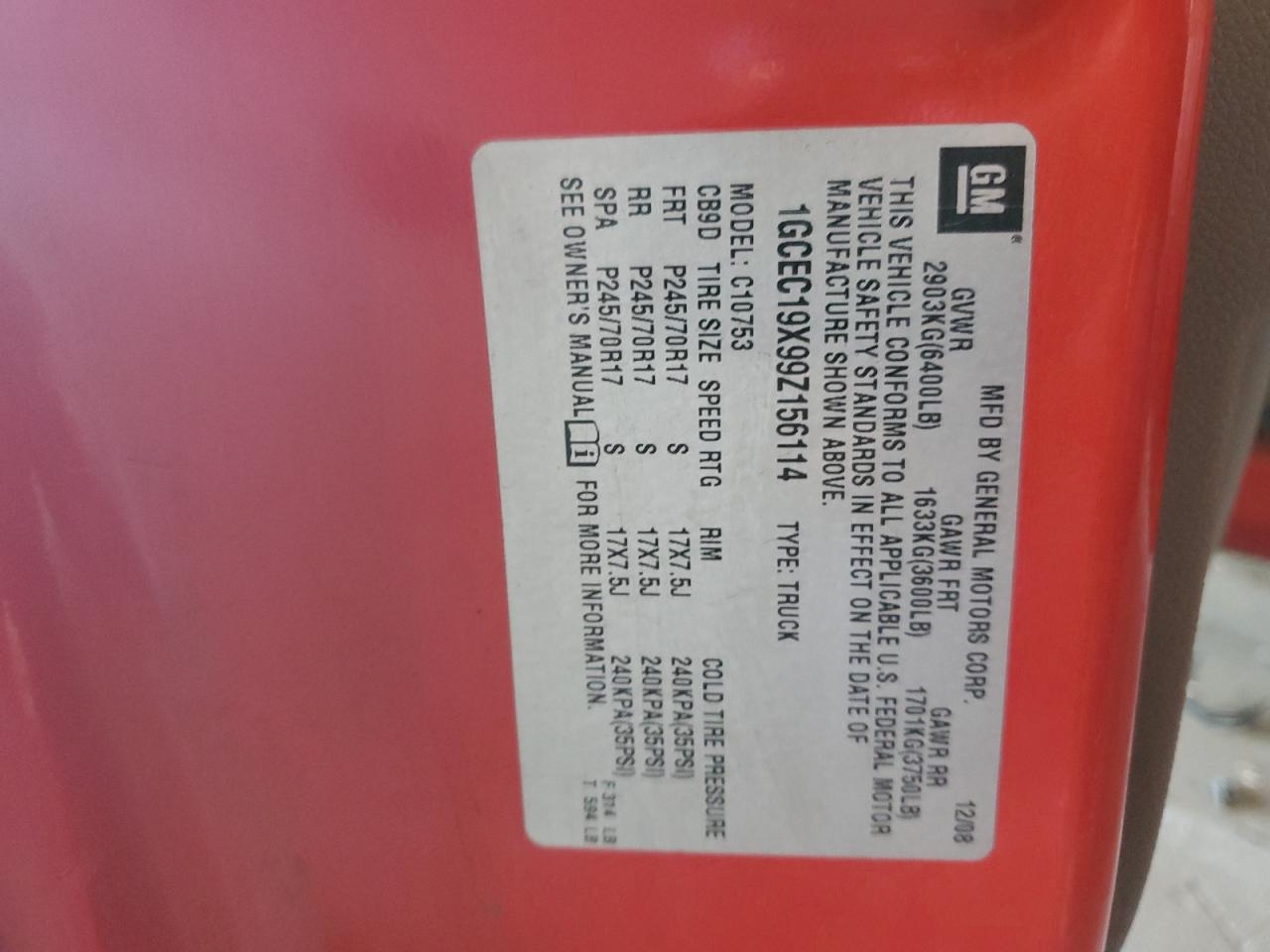 1GCEC19X99Z156114 2009 Chevrolet Silverado C1500