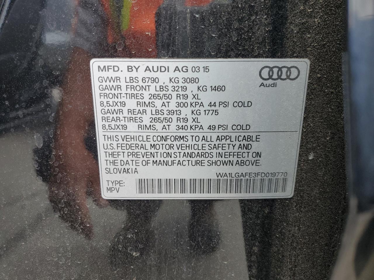 WA1LGAFE3FD019770 2015 Audi Q7 Premium Plus