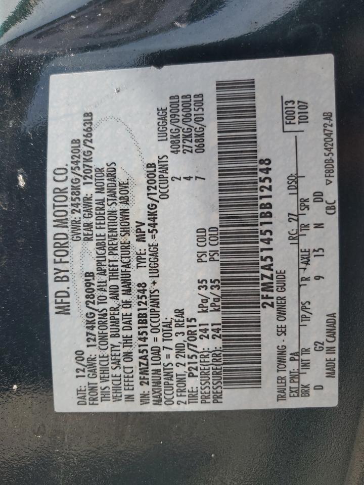 2FMZA51451BB12548 2001 Ford Windstar Lx