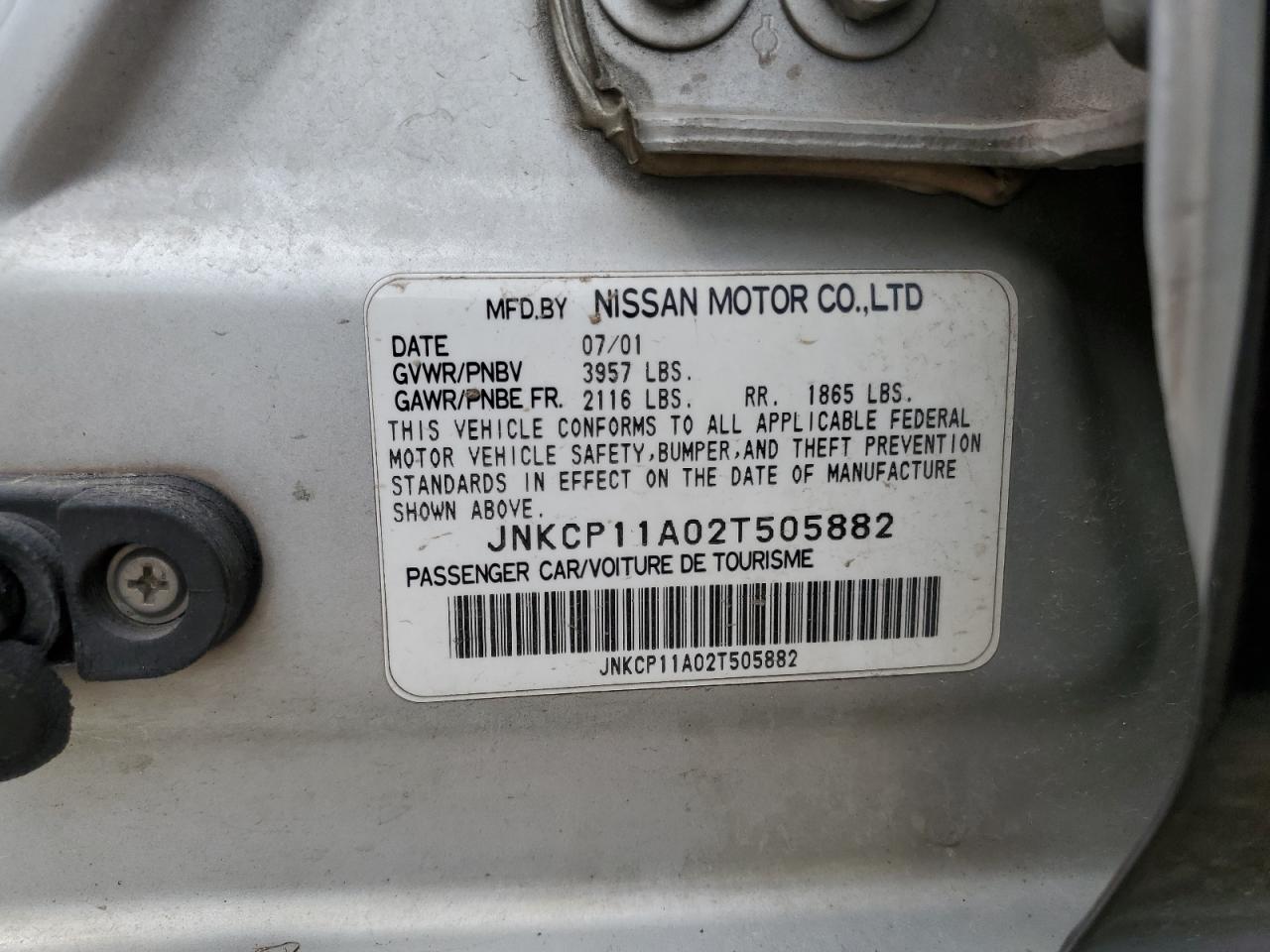 JNKCP11A02T505882 2002 Infiniti G20